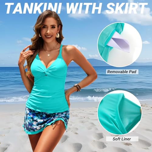 Daci Womens Tankini Swimsuits with Skirt - 2 Piece Tummy Control Bathing Suits Knot Twist Tankini Sets 20252