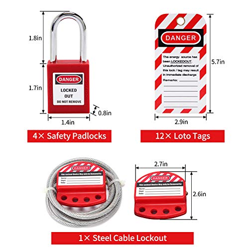 Omgtmd LOTO BOX KIT 50 Lockout Tagout - Lock Out Tag Out Kit Safety Padlocks Lockout Hasp Breaker Lockout Ball Valve Lockout Steel Cable Lockout Plug Loto Valve Lockout Kit Loto Tags Lockout Set thumb #1