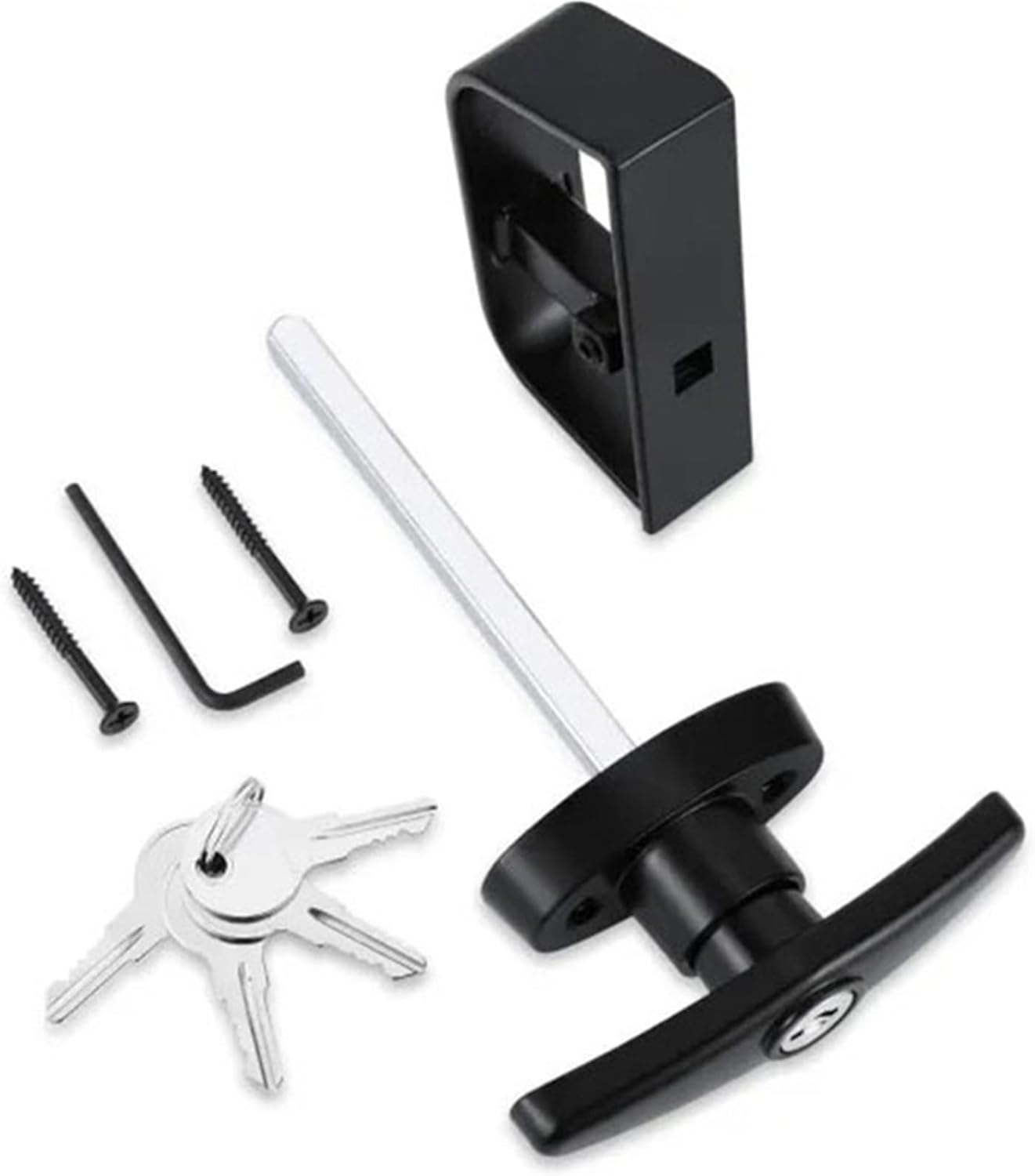 MS1002 Garage Door Lock Cylinder T Handle Kit Multi Pointd Black Pin Side Lock Latch T Handle 1Pcs