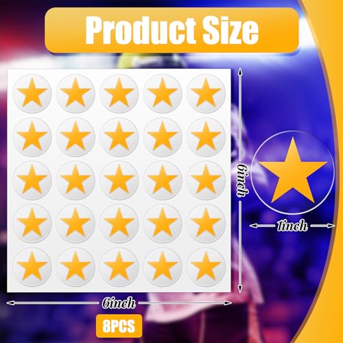 Image of Leinuosen Helmet Stickers Football Baseball Helmet Decals 1-1 /8 Inch Vinyl Sports Football Decals Self Adhesive Hockey Stickers for Hockey, Lacrosse, Batting(Clear Print Yellow, Star)