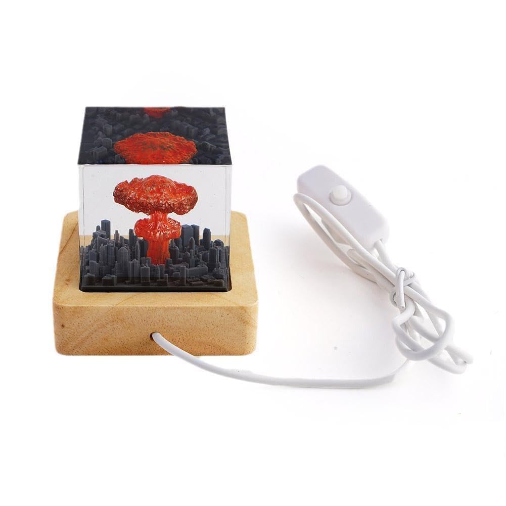 Mushroom Cloud Nuclear Blast Lamp Ornament, Atomic Bomb Model Atmospheric Lamp, Resin Lig Night Epoxy Night Halloween Light,