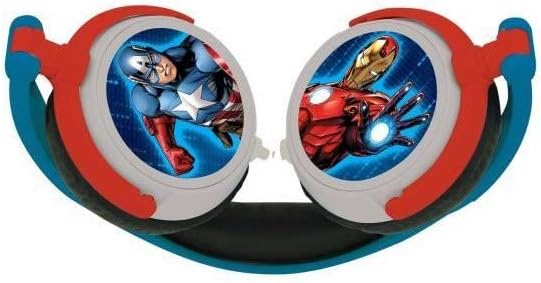 LEXIBOOK, The Avengers, Stereo Headphones, Kids Safe Volume, Foldable and Adjustable, Blue/red, HP010AV