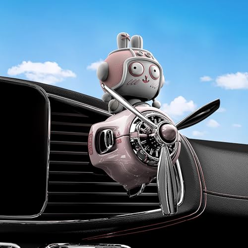 Image of Rabbit Car Air Fresheners Pilot Car Diffuser | Cute Car Perfume, Funny Car Fragrance, Rotating Propeller Design, Silicone Clip, Easy Installation, Long-Lasting Fragrance