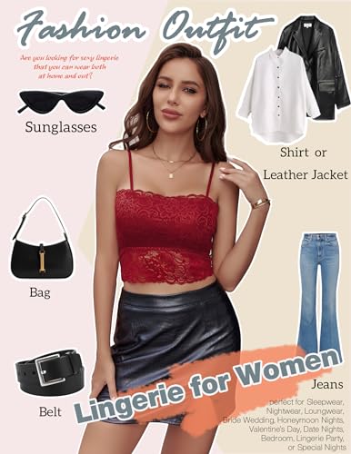 Image of Avidlove Bralettes for Women Lace Spaghetti Strap Tank Top Tube Slim Basic Camisole