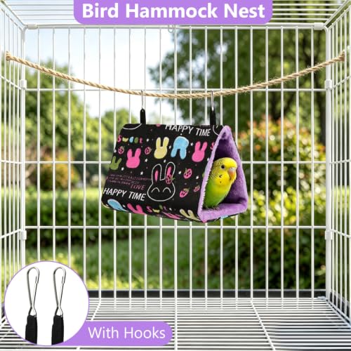 Image of Hypeety Bird Nest Cozy Hanging Bed Cage Warm Plush Hut for Bird, Black, S