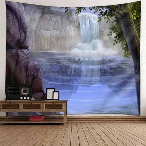 Tapiz decorativo de pared con estanques y cascada que amplía tu salón