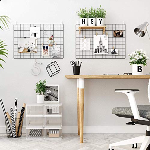 Songmics Grid Panels, Set Of 2, Photo, Metal Mesh Decor, Multifunctional Hanging Picture Wall, Diy, S Hook, Clips, Hemp Cord, Black, Small Oversize #TOP4