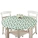 Collections Etc. Patterned Fitted Table Cover with Soft Flannel Backing and Durable Wipe-Clean Vinyl Construction, Ivy, Round