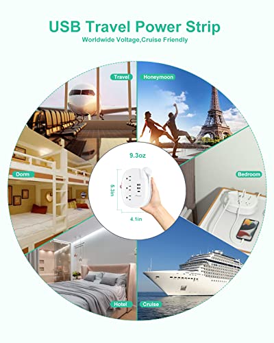 Alitayee European Travel Plug Adapter,Us To Europe Plug Adapter With 3 Outlets 3 Usb Ports,Usb C European Power Strip With 3Ft Wrapped Cord For Eu Spain France Germany Iceland Greece Travel White #TOP6