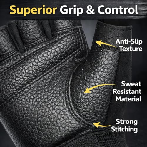 Image of AutokraftZ Black Probiker Protective Full Finger Gloves Anti-Skid Surface Breathable Bike Riding Glove for Motorcycle, Cycling,Climbing Mountaineering,Hiking (Medium, 1 Pair)