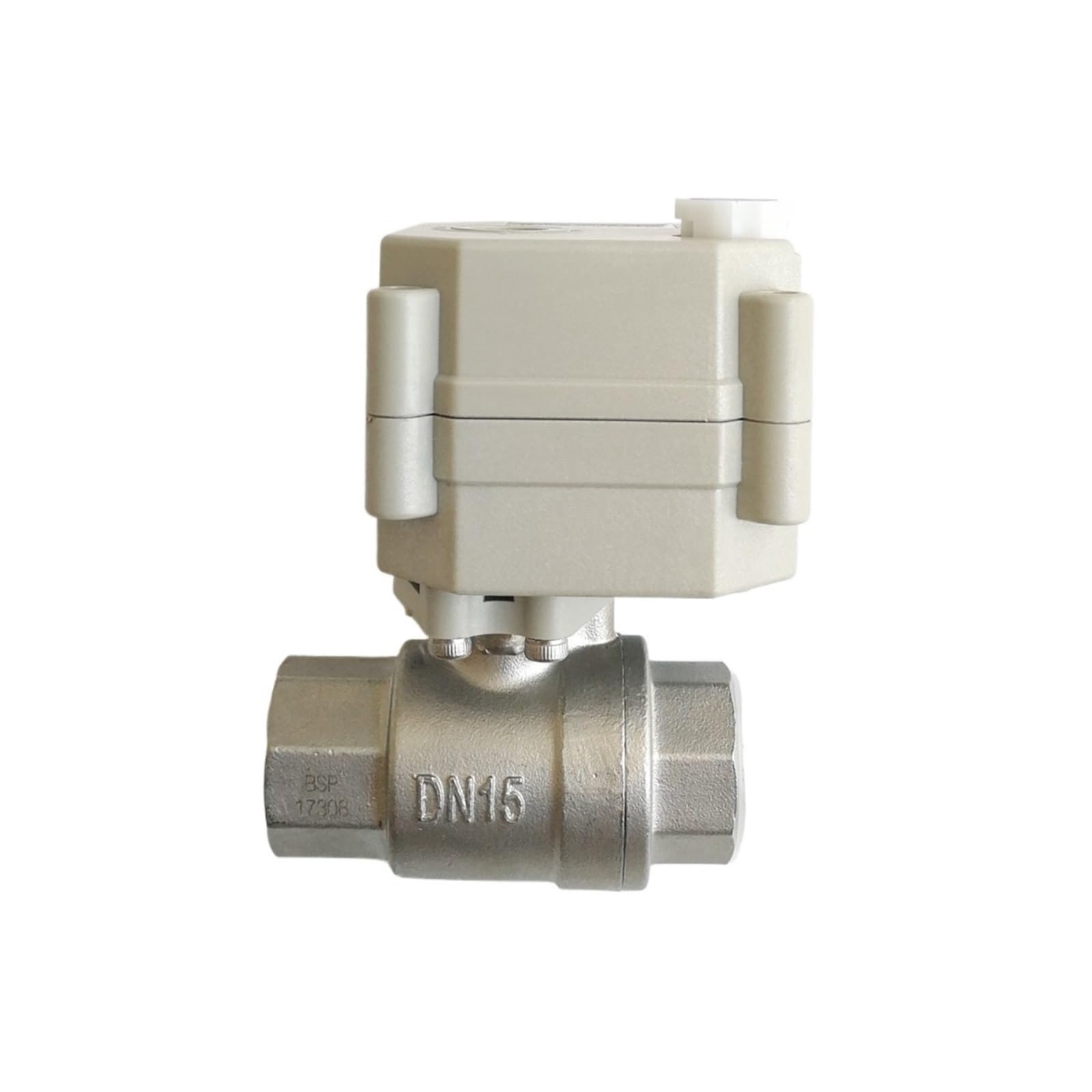 Valve motorisée Vanne à boisseau sphérique électrique Tsai Fan 1/2'' DC5V/12V/24V SS304 2/3/5/7 fils vanne d'eau électrique 2 voies BSP/NPT avec commande manuelle(NPT_DC12V_CR702)