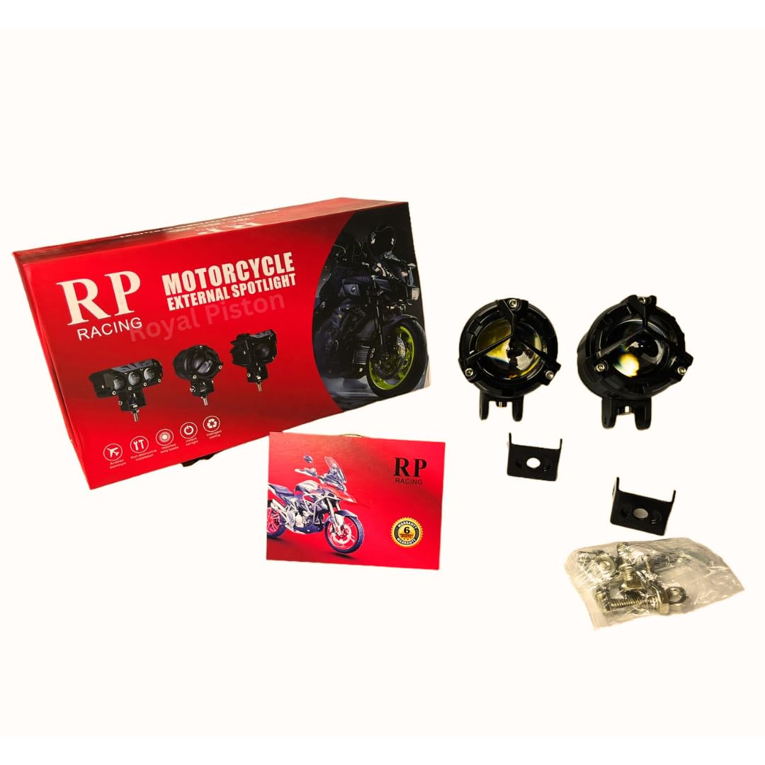 Royal Piston LED Fog Light For Bike | 120W Mercedes Lens Powerful Auxiliary Lamp | With 6 Months Warranty & Waterproof | Fog Lamp for Bike/Car/SUV (Spot Throw)