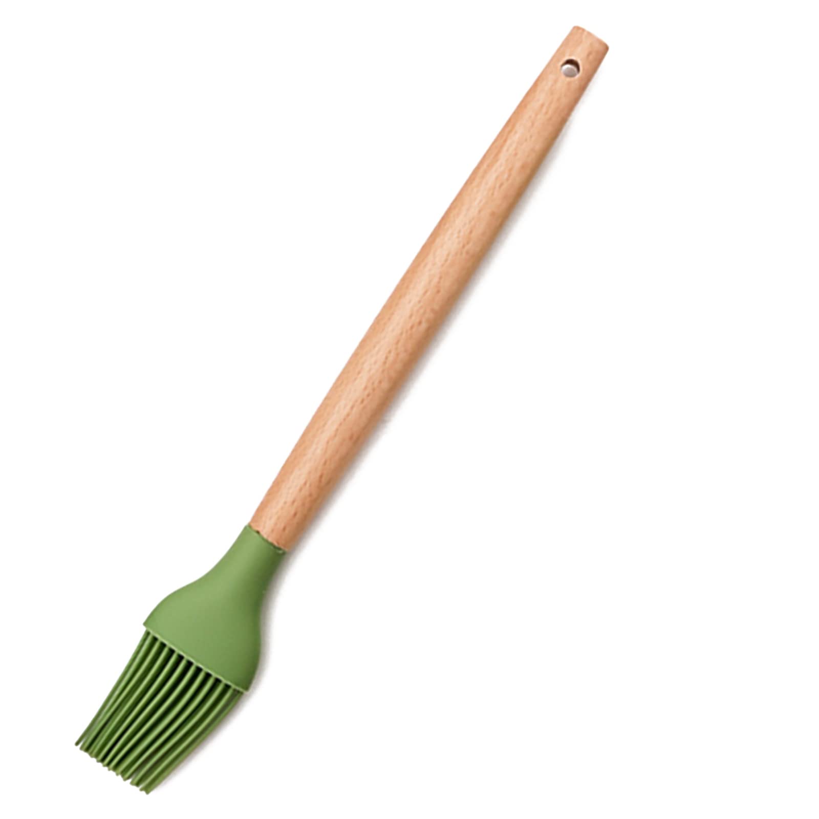 BRIIEC 1pcs Avocado Green Silicone Cooking Utensils with Wooden Handle Heat Resistant Silicone Basting Pastry Brush, Perfect for BBQ Grill Baking Kitchen Cooking