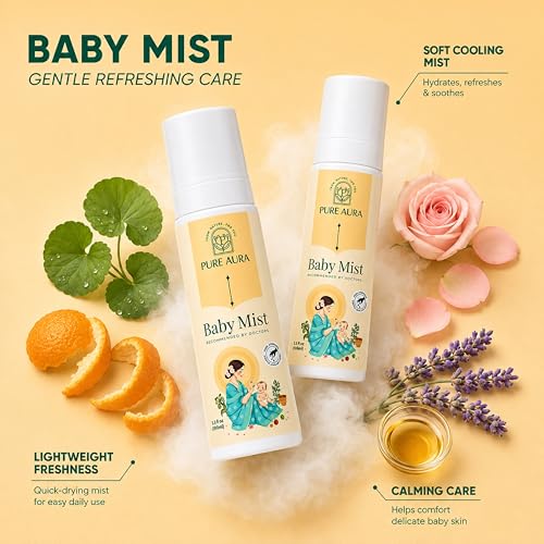Image of Pure Aura Baby Summer Protection Bundle - Doctor Recommended Ayurvedic Sunscreen, Cooling Mist & Moisturizing Lotion Combo for Newborns & Sensitive Skin