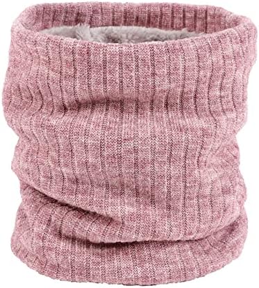 NASULAR Men Winter Neck Warmer Double-Layer Women Ski Neck Gaiter Knitted Fleece Scarf Cold Weather Half Face Cover Circle Scarves(Adult,A-Leather Pink)