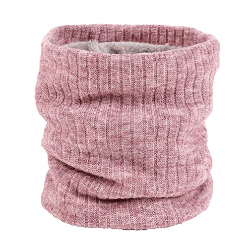 Nasular Men Winter Neck Warmer Double-Layer Women Ski Neck Gaiter Knitted Fleece Scarf Cold Weather Half Face Cover Circle Scarves(Adult,A-Leather Pink) #TOP3