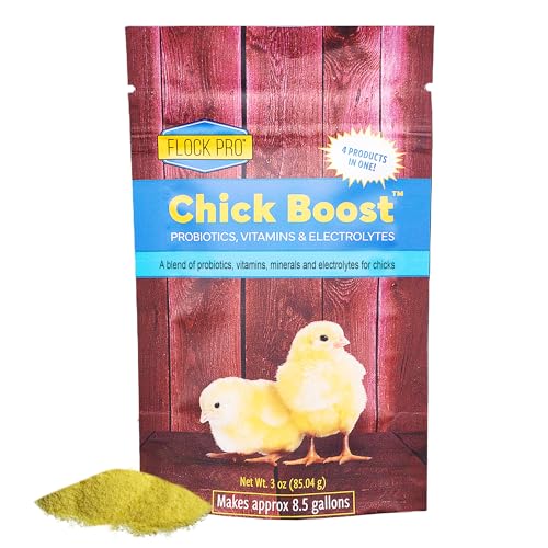 Flock PRO Chick Boost Probiotic - Probiotics Vitamins Minerals and Electrolytes for Chickens | Chicken Vitamins and Supplements for All Poultry - 3 oz