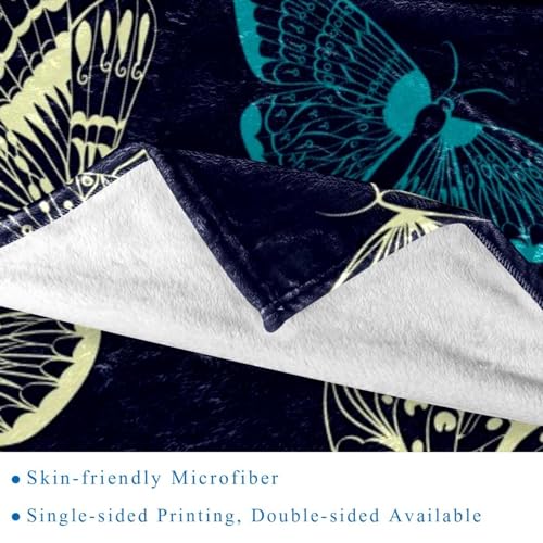 Couverture polaire microfibre 150x130cm à motif papillons pour lit et canapé