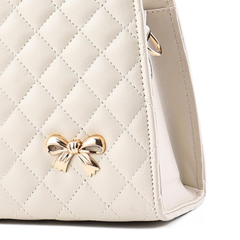 Women Purse Shoulder Bag Large Capacity PU Embroidered Rhombus Top Handle Satchel Shoulder Bag4