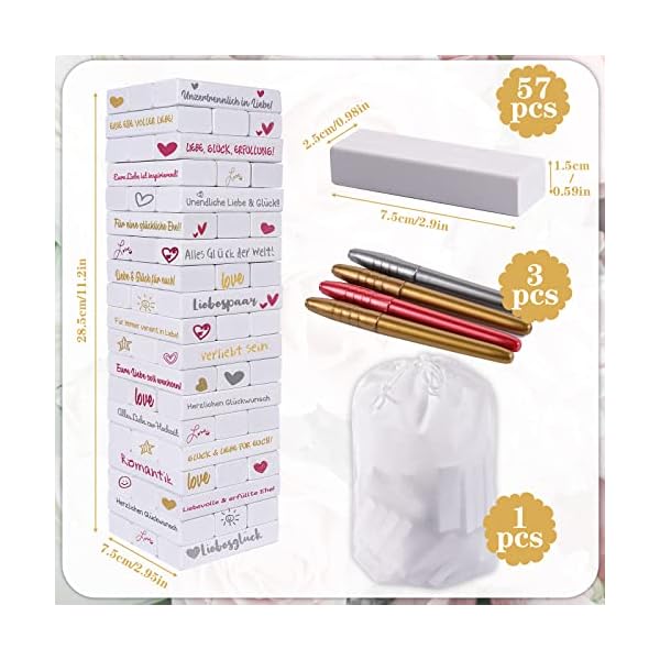 Herenear Boda de Madera Libro de Visitas, Boda de Madera Libro de Visitas, Libro de Invitados de Boda 4 Rotuladores… - Imagen 3