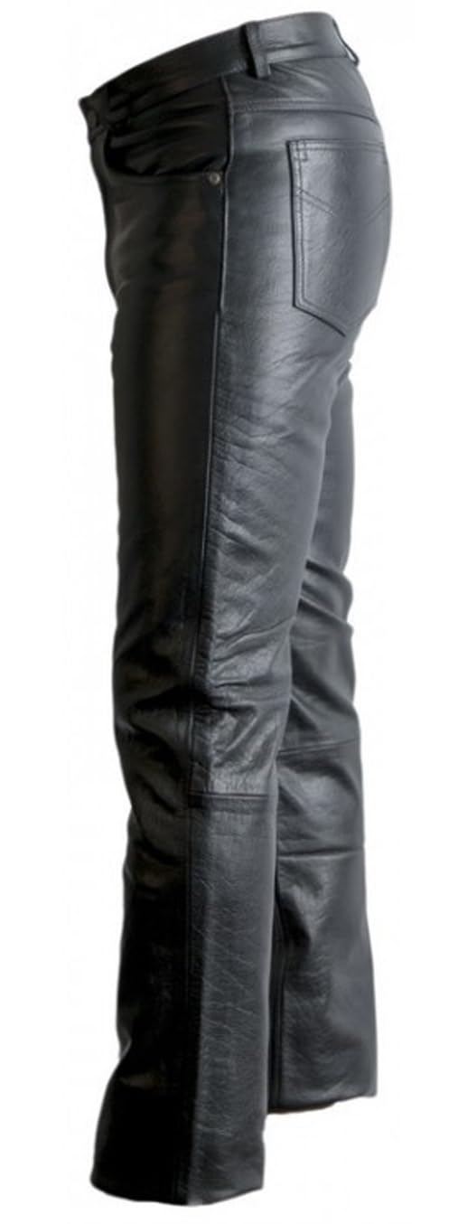 MDM Lederjeans Bikerjeans Lederhose in schwarz