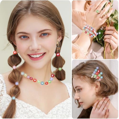 Image of Looconi 1400pcs Letter Beads 7x4mm Colorful Transparent for Jewelry Making Bracelet Hair Braids Crafts