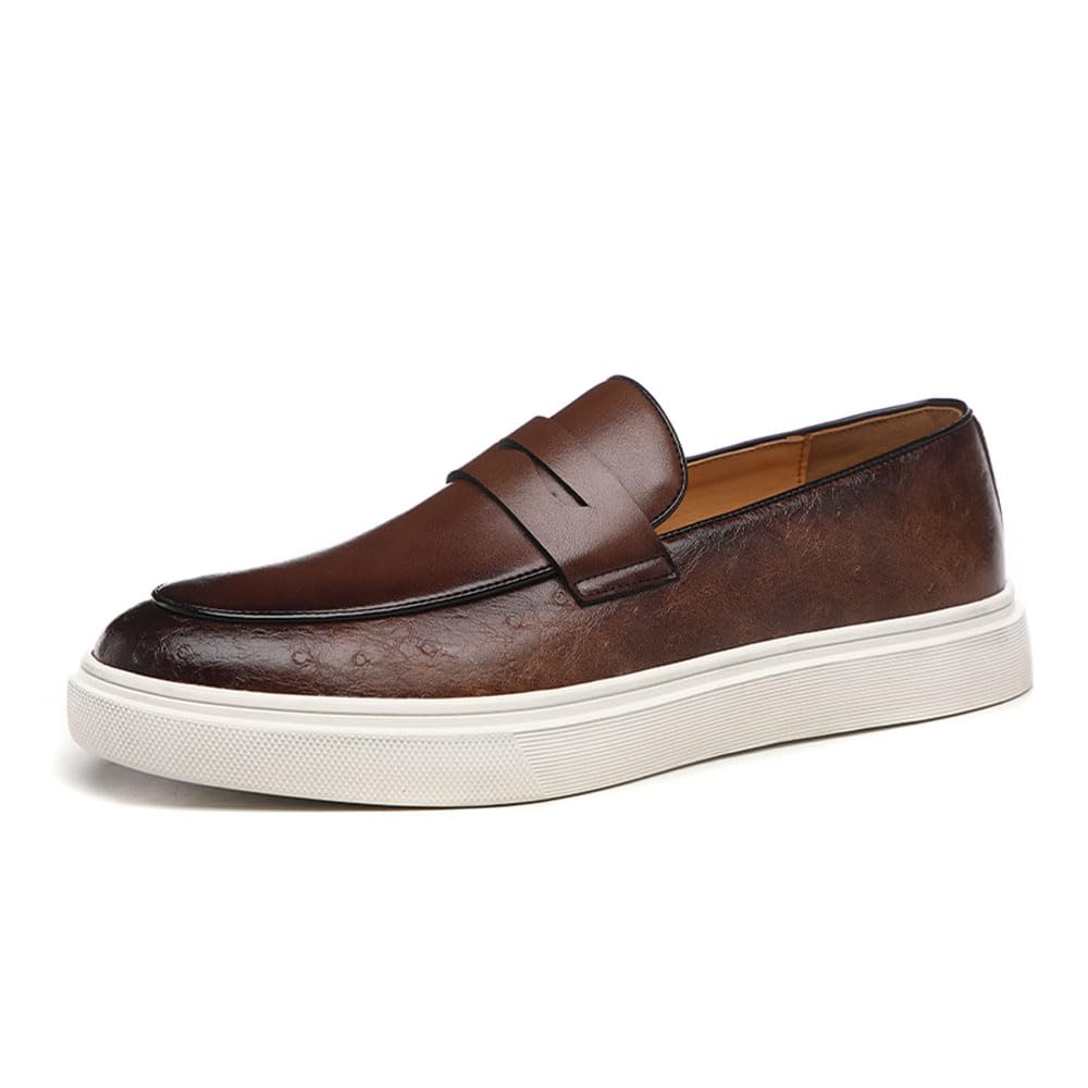 British Elegance - Mocasines de piel para hombre, estilo retro, informal, sin cordones, de Ying LUN Le Fu