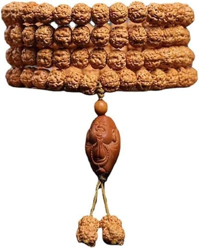[���߂Ђ�] Prayer Beads,Beaded Bracelets,8Mm Small Rudraksha Mala Beads Bracelet Necklace 108 Buddha Prayer Rosary Unisex For Mala M