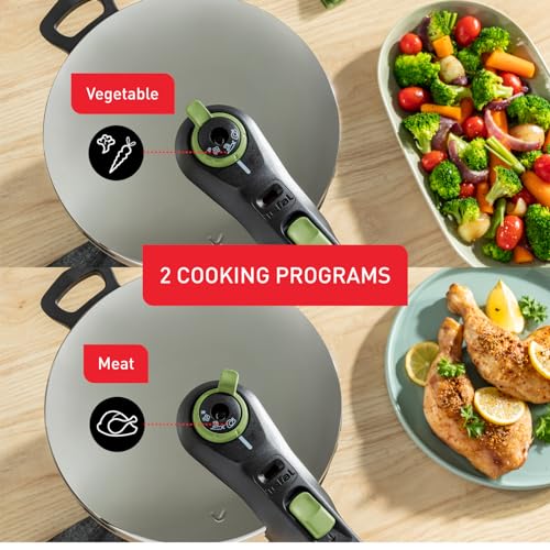 Tefal P2584402 Secure Trendy Pressure Cooker 8 L with Basket | 2-Level Cooking Regulator: Intensive Level 117 °C, Gentle Level 112 °C | Induction Capsule Base | for All Hobs | Stainless Steel/Black - Image 6