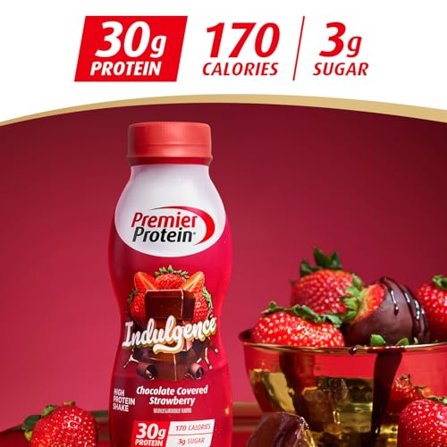 Premier Protein Indulgence Protein Shake, 30g Protein, 3g Sugar, Chocolate Covered Strawberry, 11.5 fl oz, Pack of 12 - Image 4