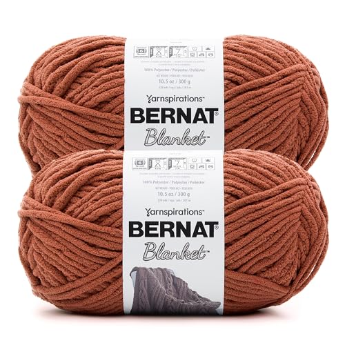 Bernat Blanket BB Orange Leaf Yarn - 2 Pack of 300g/10.5 oz - 100% Polyester - #6 Super Bulky - 220 Yards - Knitting/Crochet