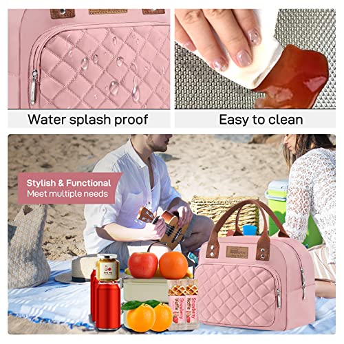 HOMESPON Insulated Lunch Bag for Women Men Work Adult Cool Bag Lunch Box Container Ladies Lunch Tote (Pink) - Image 4