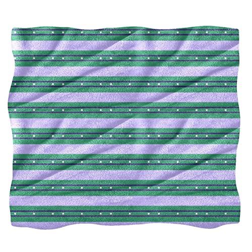 Couvre-lit doux TBOUOBT couverture moelleuse à bandes vert violet