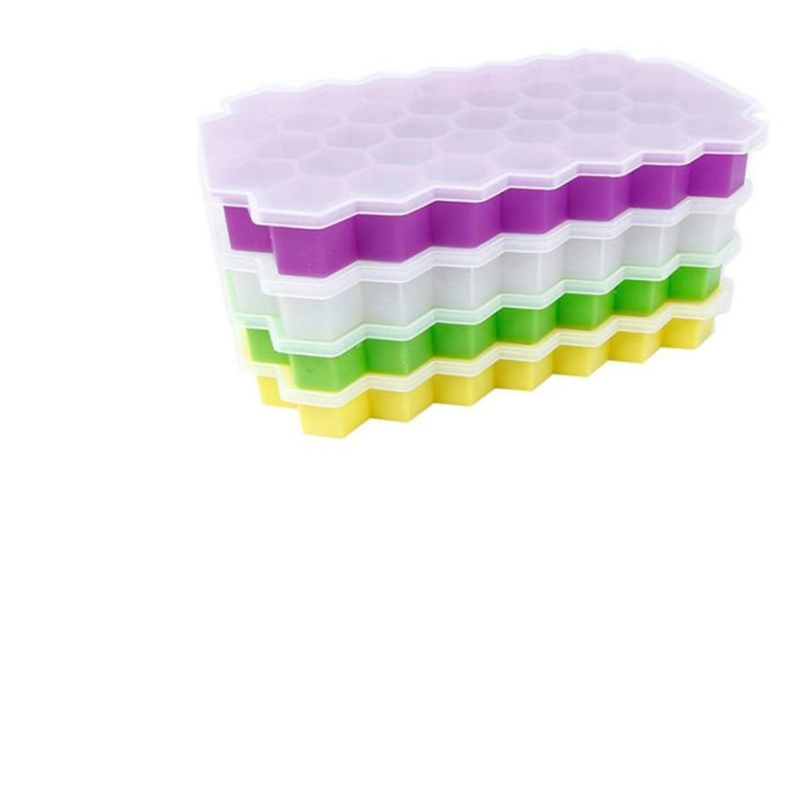 Vassoio per cubetti di Ghiaccio Rimovibile Macchina Creativa per Ghiaccio Stampo per Ghiaccio 37 Fori 1 pz Vassoio a Nido d'Ape con coperchi Cocktail di Whisky (Color : White No Lid)