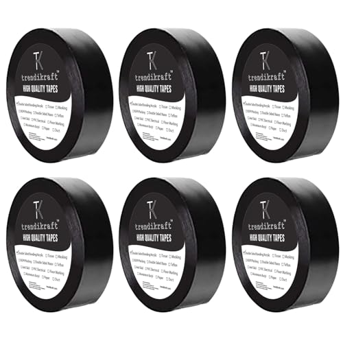 TRENDIKRAFT 17 mm X 6 meter Pack of 6 Black PVC Self Adhesive Vinyl Insulation Electrical Insulating Tape For Electric Wire (B0D6NF4V43) Amazon Price History, Amazon Price Tracker
