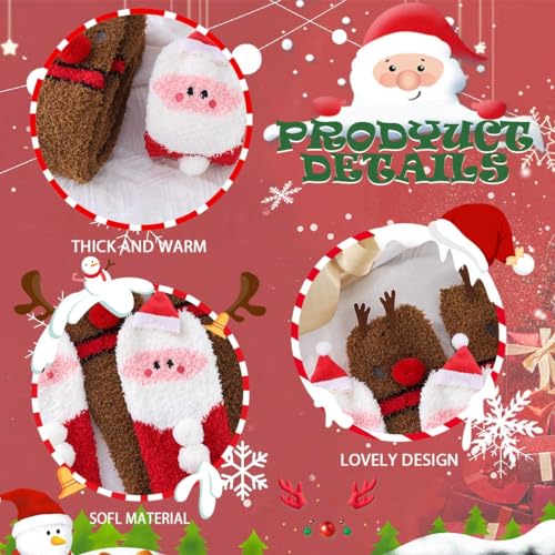 Image of Campsis Thigh High Socks Fuzzy Over the Knee Socks Long Leg Warm Fluffy Christmas Slipper Socks for Women
