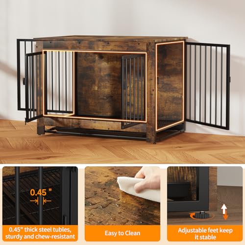 Dog-Crate-Furniture-Dog-Crate-End-Table-for-Medium-and-Large-DogsWooden-Cage-Kennel-Furniture-Indoor-Modern-Dog-Crate-with-Multi-Purpose-Removable-Tray-Double-Doors-Dog-Furniture Dog Crate Furniture Dog Crate End Table for Medium and Large DogsWooden Cage Kennel Furniture Indoor Modern Dog Crate with Multi Purpose Removable Tray Double Doors Dog Furniture