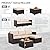 Rattan Star Patio Furniture Set 3 Piece Outdoor Sectional Sofa Set with Wicker Couch, Ottoman, Patio Table All-Weather Non-Slip Cushions and Waterproof Covers, Khaki