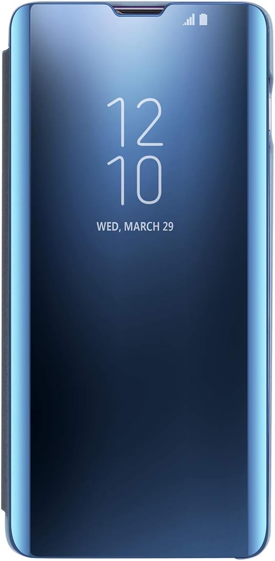 AICase Luxury Flip Clear View Case Mirror Screen Smart Plating Case 360 Full Body Ultra Thin Intelligent Protective Case Cover with Stand Function for Samsung Galaxy S10+ (Blue)