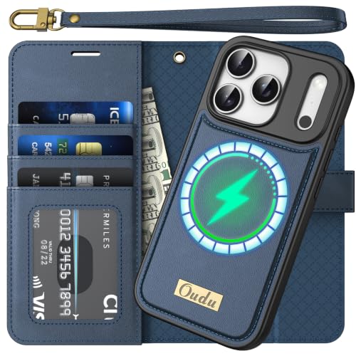 Housse iPhone 17 Pro cuir véritable avec protection RFID et porte-carte