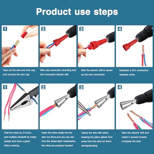 Image of Wire Nut Twister,Wire Twisting Tool,Wire Nut Twiter for Drill,Spin Twist Wire Connector Socket,Wire Connector Driver with 1 /4 inch Chuck,Wire Stripping and Twisting Tool(Wire Nut Twister Red)