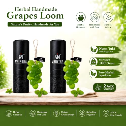 Image of Neem Mix Herbal Grape Shaped Soap with Hanging Rope | Decorative Bath & Handwash Bar with Natural Ingredients, Dual Use Cleansing | Unique Bathroom Accessory, Easy Hang Design - 200 Gm