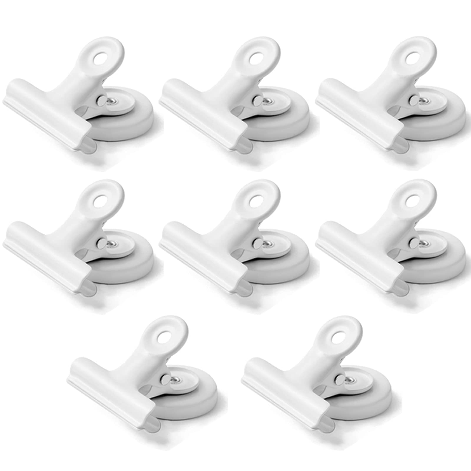 Mi Metty Magnetic Clips,Metal Clips,Refrigerator Whiteboard Wall Magnetic Memo Note Clip,Colored Magnetic Metal Clips for Clipping Photos,Pictures (Round White, 8 Pack)