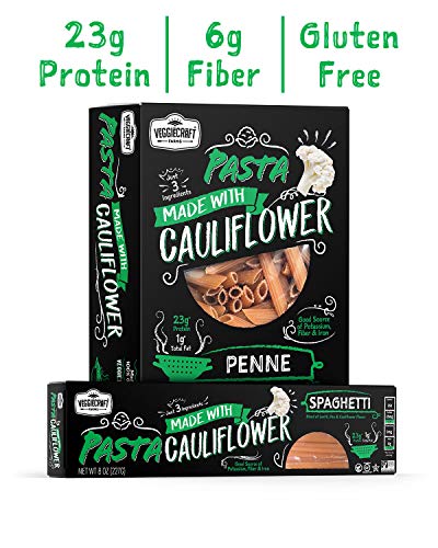 Veggiecraft Farms Cauliflower Simple Ingredient Pasta Variety Pack | Vegan, Gluten-Free, Non-GMO | Healthy Plant Based | Source of Potassium, Fiber, Iron | 14g Protein | 6 pack