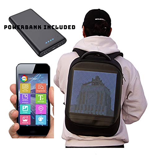 Smart Customizable LED Backpack -Multi-Media Digital Light Up SLED Pack - Includes Powerbank and Mobile App - Ready for Logo Animation Brand DIY and GIFS - Water & Scent Proof product thumbnail 2