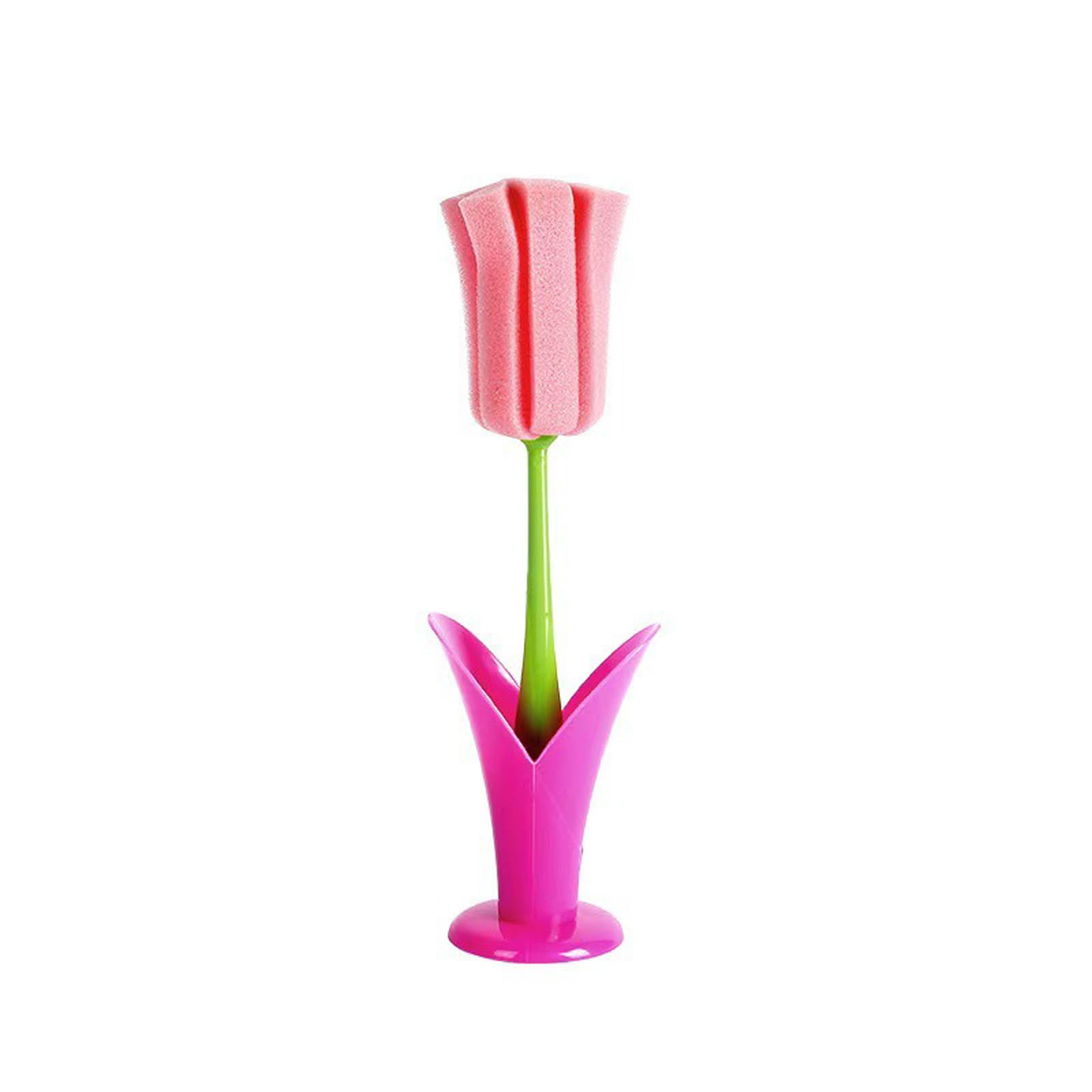 Efficient Bottle Brush with Holder & Thick Sponge, Safe Scrubbing for Narrow Containers Coffee Mugs Tall Glasses Clean Glassware