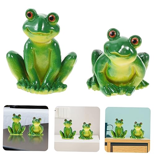 Warmhm Frog 2Pcs Garden Frog Ornament miniature scene decorations household garden decoration animal ornament small animal statue garden statues Small animals Cartoon resin micro scene - Image 2
