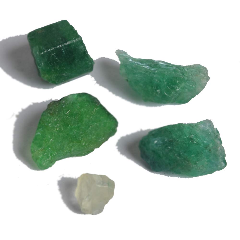 GEMHUBGreen Emerald 28.00 Ct A Grade Natural Raw Rough Green Emerald Lot of 5 Pcs Loose Stones