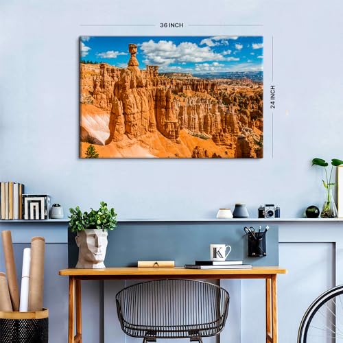 Image of Bryce Canyon National Park Canvas Wall Art Utah Beautiful Orange Mountain Photograph Picture Home Decor for Living Room Bedroom Office Wall Decoration Modern Artwork Framed Ready to Hang 24x36 inch