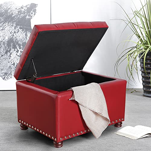 Jovecoleatherstorageottoman24rectanglesquarebenchfootreststoolforbedroomlivingroomred  Urban Country Home Decor Joveco leather storage ottoman 24 rectangle square bench foot rest stool for bedroom living room red  urban country home decor